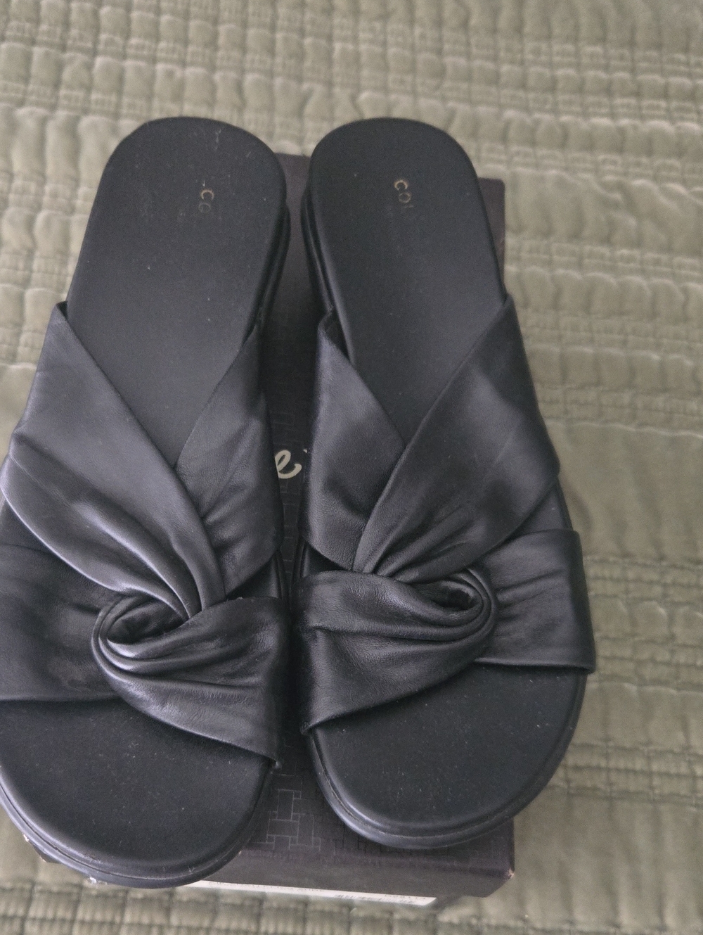 Cole Haan Black Knotted Slide Sandals